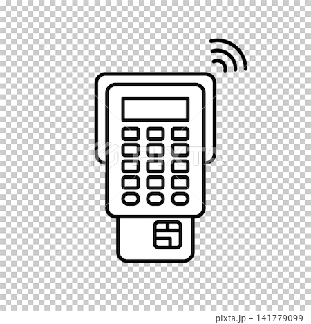 一張單色插圖,描繪了將卡片插入信用卡支付終端機的場景。 一張單色插圖,描繪了將卡片插入信用卡支付終端機的場景。 141779099
