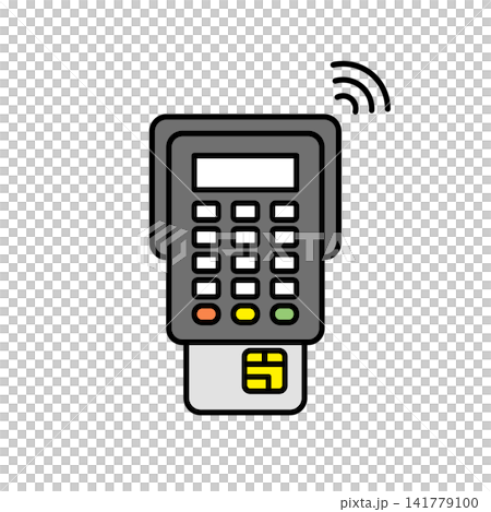 クレジットカード決済端末にカードを差し込むイラスト(カラー) クレジットカード決済端末にカードを差し込むイラスト(カラー) 141779100