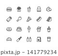 ファーストフードの線画アイコンセット 141779234