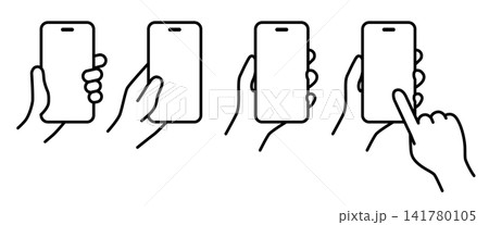 スマートフォンを持つ手のポーズ集|モノクロ スマートフォンを持つ手のポーズ集|モノクロ 141780105
