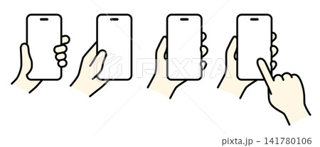スマートフォンを持つ手のポーズ集｜カラー 141780106