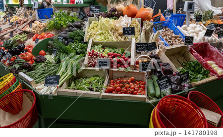 fresh vegetable is on sale in market stall at avignon market fresh vegetable is on sale in market stall at avignon market 141780198