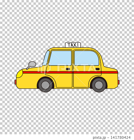 赤いラインの入った黄色いタクシーのイラスト 赤いラインの入った黄色いタクシーのイラスト 141780424