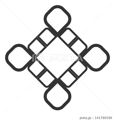 Geometric knot ornament vector element with diamond cross shape 141780590