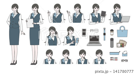 女性会社員イラスト素材セット3 女性会社員イラスト素材セット3 141780777