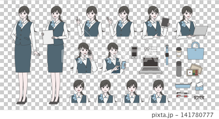 女性会社員イラスト素材セット3 女性会社員イラスト素材セット3 141780777