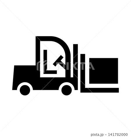 横向きのフォークリフトが荷物を運ぶところのベクターイラスト 141782000