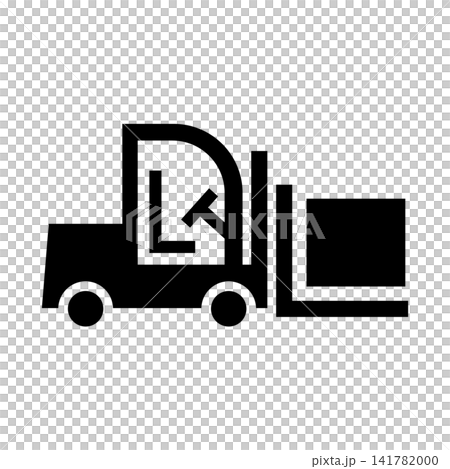 横向きのフォークリフトが荷物を運ぶところのベクターイラスト 141782000