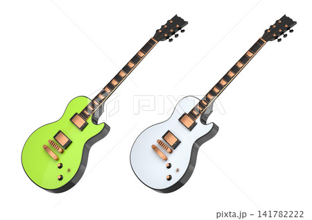 Set of electric acoustic guitar isolated on white transparent background. Set of electric acoustic guitar isolated on white transparent background. 141782222