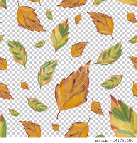 Watercolor autumn leaves seamless pattern in warm natural colors Watercolor autumn leaves seamless pattern in warm natural colors 141783590