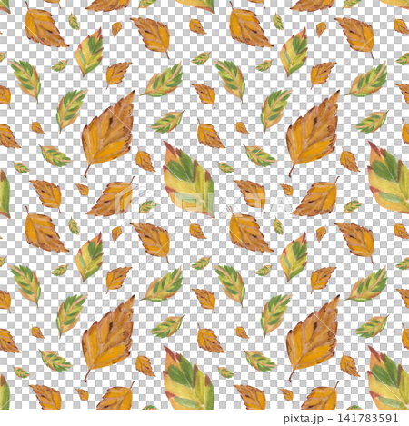 Watercolor seamless pattern with colorful autumn leaves 141783591
