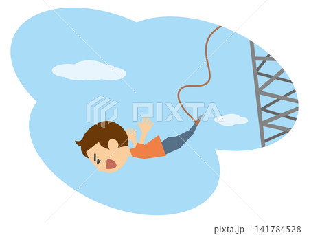 バンジージャンプをしている男性のイメージイラスト バンジージャンプをしている男性のイメージイラスト 141784528