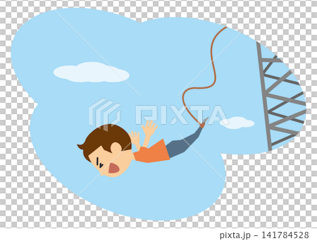 バンジージャンプをしている男性のイメージイラスト バンジージャンプをしている男性のイメージイラスト 141784528