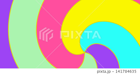 Vibrant abstract swirl pattern with bright pastel colors and yellow outlines Vibrant abstract swirl pattern with bright pastel colors and yellow outlines 141784635
