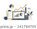 Business analytics and financial data visualization on a laptop screen 141784705