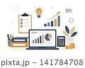 Business growth and financial planning with charts and laptop 141784708