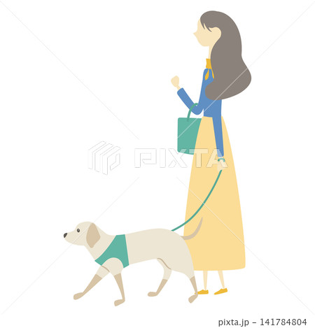 犬の散歩をしている女性 141784804