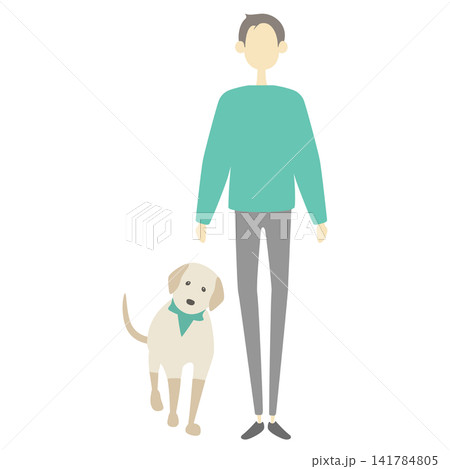 並んで立っている犬と男性 141784805