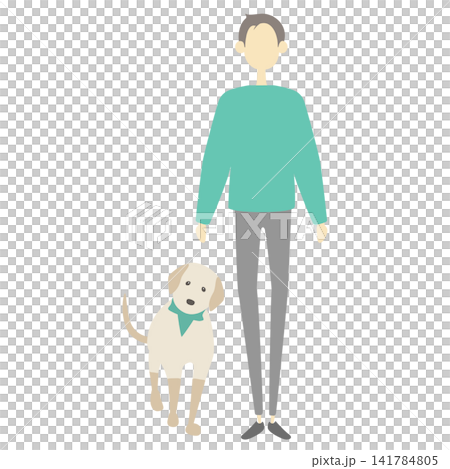 並んで立っている犬と男性 141784805