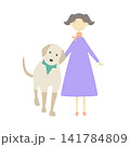 並んで立っている犬と女の子 141784809