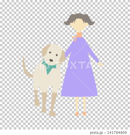 A dog and a girl standing side by side A dog and a girl standing side by side 141784809