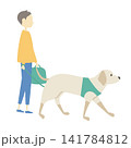 犬の散歩をしている男の子 141784812