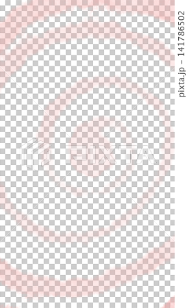 A rough circular spiral drawn with a coral pink watercolor brush and a transparent background. 141786502
