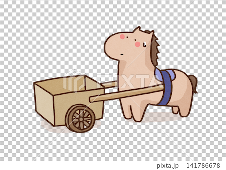A horse is confused when a cart is placed in front of it. A horse is confused when a cart is placed in front of it. 141786678