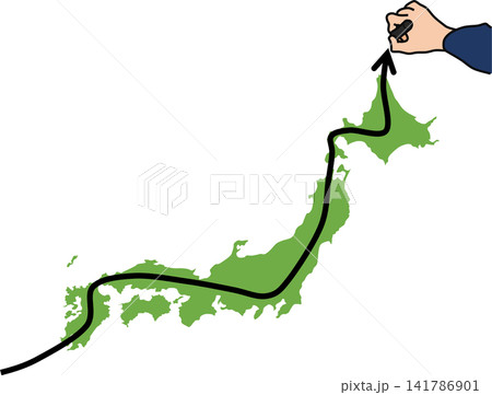 日本横断のイラスト 日本横断のイラスト 141786901