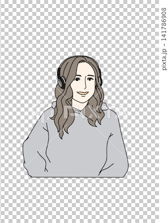 一位戴著耳機的女性的插圖 一位戴著耳機的女性的插圖 141786908