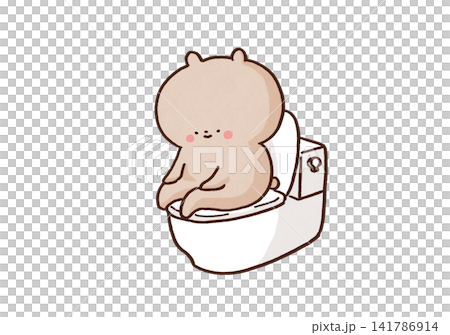 A bear sitting on a toilet seat and defecating (excreting/bowel movement) A bear sitting on a toilet seat and defecating (excreting/bowel movement) 141786914