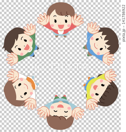 輪になって見上げる子供達のイラスト 輪になって見上げる子供達のイラスト 141786922