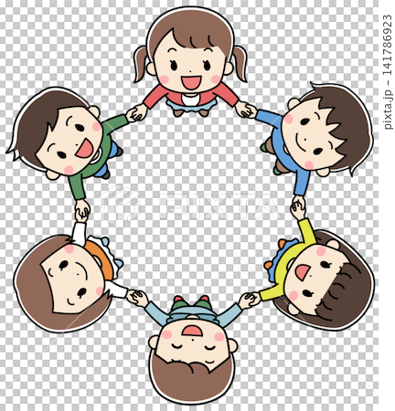 輪になって手を繋ぐ子供達のイラスト 141786923