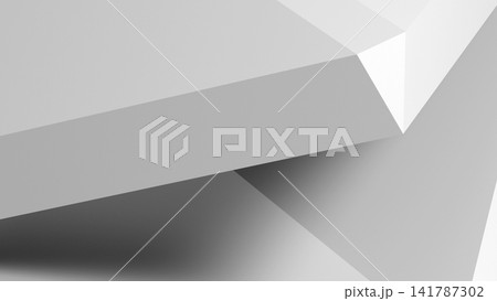 Abstract white geometric background featuring minimalist 3d shapes 141787302