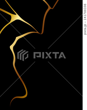 高級感のある金継ぎ模様の背景 縦位置 ブラック&ゴールド 高級感のある金継ぎ模様の背景 縦位置 ブラック&ゴールド 141788108