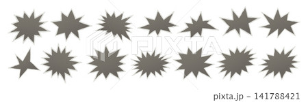 Set of gray starburst badge shapes in different sizes and styles isolated on white background, useful for sale labels, stickers, icons, design templates, and promotional graphics Set of gray starburst badge shapes in different sizes and styles isolated on white background, useful for sale labels, stickers, icons, design templates, and promotional graphics 141788421