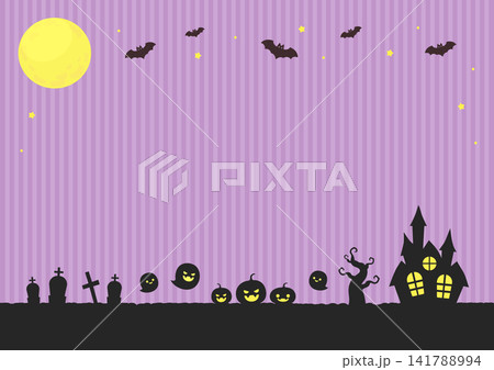 ハロウィンのかわいい背景イラスト、紫色 ハロウィンのかわいい背景イラスト、紫色 141788994