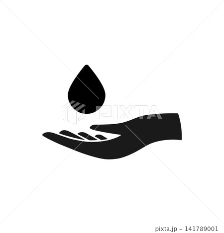hand and water drop icon save water symbol vector 141789001