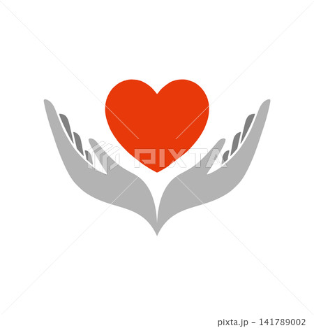 Heart in hand symbol. Logo template for charity, health. Vector illustration 141789002