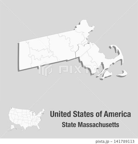 Detailed vector map the USA - State Massachusetts Detailed vector map the USA - State Massachusetts 141789113