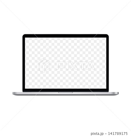 Laptop Computer Mockup. Notebook PC realistic vector illustration with transparent lcd 141789175