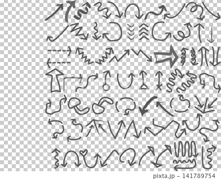73 types of hand-drawn style arrows - simple monochrome vector graphics 73 types of hand-drawn style arrows - simple monochrome vector graphics 141789754