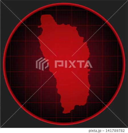 Vector map of Dominica on the radar screen 141789782