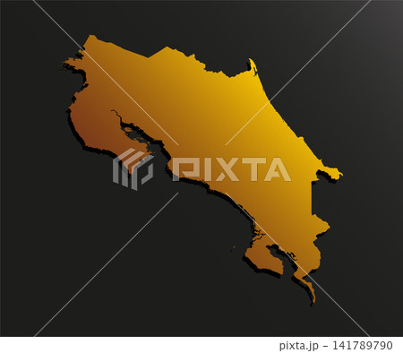 Map of Costa Rica gold material, American country Map of Costa Rica gold material, American country 141789790