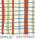 Seamless plaid tartan pattern with red green and blue hand drawn stripes on cream background illustration. 141789820
