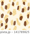 Seamless scattered brush spot pattern with pale yellow and brown textured blobs on cream background hand drawn illustration. 141789825
