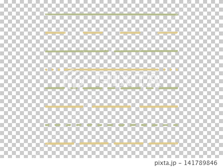 点線や直線などのシンプルな手描きの飾り線のセット1(緑・黄色) 点線や直線などのシンプルな手描きの飾り線のセット1(緑・黄色) 141789846