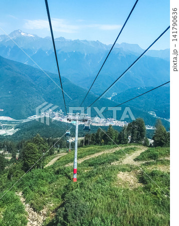 Cable car over Rosa Khutor mountain resort, Russia Cable car over Rosa Khutor mountain resort, Russia 141790636