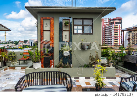 Roof terrace of high-rise residential building in Manaus, Amazon Roof terrace of high-rise residential building in Manaus, Amazon 141792137