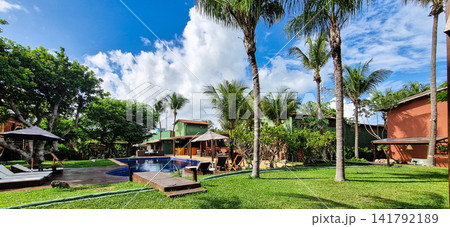 Jericoacoara, Brazil - Jan 24, 2026: Pousada resort with rustic and colorful decor in the village of Jericoacoara in Brazil Jericoacoara, Brazil - Jan 24, 2026: Pousada resort with rustic and colorful decor in the village of Jericoacoara in Brazil 141792189